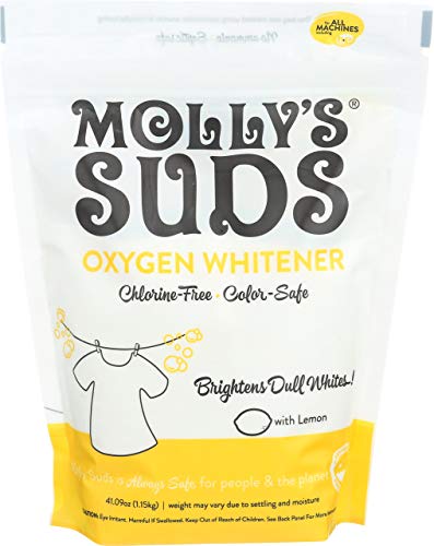 Molly's Suds Oxygen Whitener | Powerful Bleach Alternative, Chlorine Free & Color Safe | Brightens Whites and Removes Stains (Lemon Essential Oil - 41.09 oz)