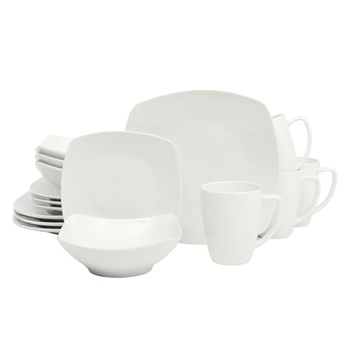 Gibson Home Zen Buffet Porcelain Chip and Scratch Resistant Dinnerware Plates, Bowls, and Mugs Set, Service for 4 (16pcs