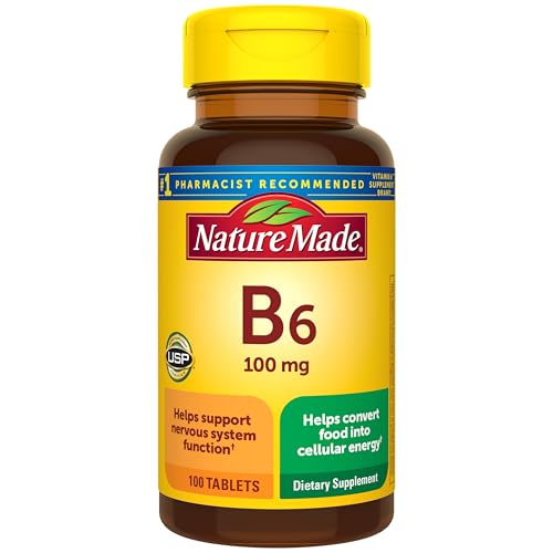 Nature Made Vitamin B6 100 mg Tablets, 100 Count for Metabolic Health