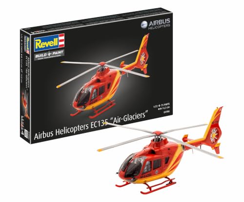🔥 STARKER PREIS (-30%) Revell Modellbausatz EC135 Air-Glaciers - Rettungshubschrauber mit Cockpit und Fenestron-Rotor - Beweglicher Hauptrotor - Authentische Abziehbilder für präzise Nachbildung