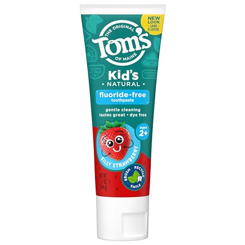 Tom's of Maine Natural Kid's Fluoride Free Toothpaste, Silly Strawberry, 5.1 oz. (Back in original formula)