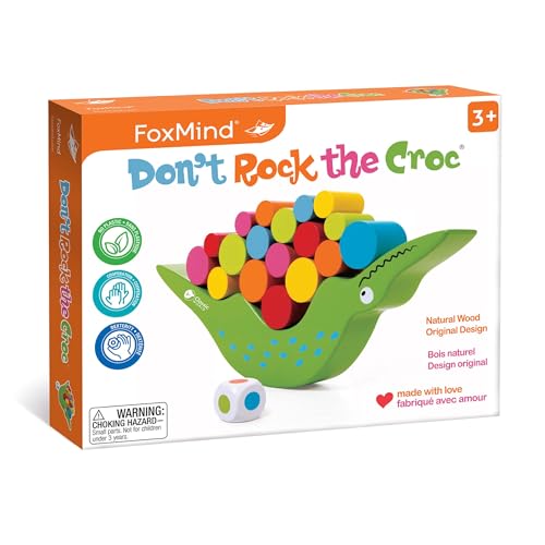 FoxMind Games Don't Rock The Croc, Toddler Boy Girl Games, Kids Games 3-5, Multiplayer 3 Year Old Board Games for Family Fun