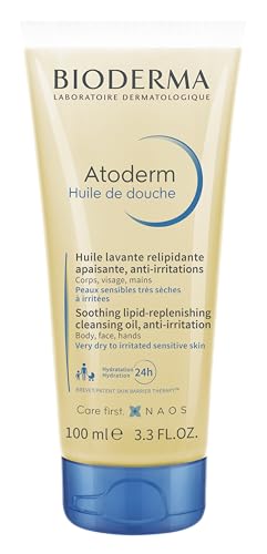 Bioderma - Atoderm - Shower Oil - Moisturizing and Nourishing Body and Face Wash - for Family with Very Dry Sensitive Skin 3.33 Fl Oz