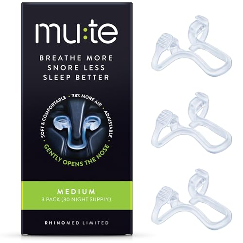 Mute Nasal Dilator Snoring Solution | Medium 3 Pack | Snore Less & Sleep Better | Nasal Strip Alternative | Comfortable Breathing Aids for Better Sleep & Improved Airflow