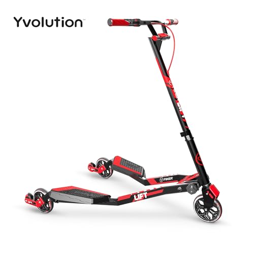 Yvolution Y Fliker Lift Drift Scooter – 3-Wheel Self-Propelling Wiggle Scooter with LIFT Technology, 360° Spinning Handlebars, Foldable