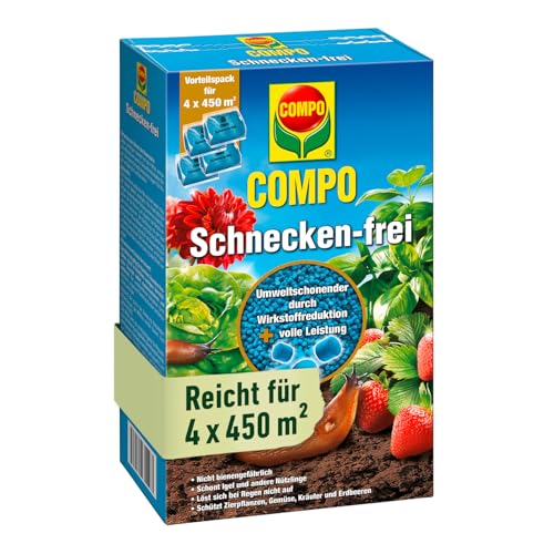 (-18%) COMPO Schnecken-frei - Schneckenkorn - regenfest - Streugranulat gegen Schnecken im Vorteilspack - reicht für bis zu 1800 m² - 4x225 g, Schneckenfrei