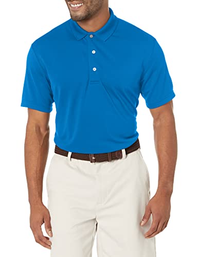PGA TOUR Men's Airflux Solid Mesh Short Sleeve Golf Polo Shirt, Classic Blue, Large Big Tall