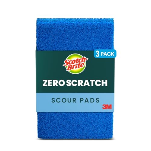 Scotch-Brite® Zero Scratch Scour Pad, 3 Scrubbing Pads, Non-Scratch Scouring Pads for Kitchen and Dish Cleaning