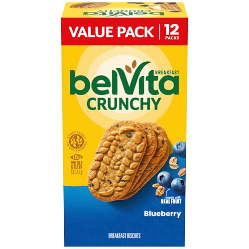 belVita Breakfast Bars Biscuits, Blueberry, Value Pack, Christmas Stocking Stuffers, 12 Packs (4 Biscuits Per Pack)