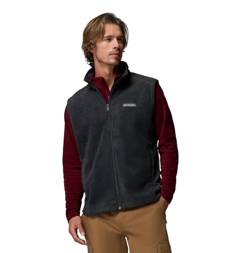 Columbia Mens Steens Mountain Fleece Vest, Charcoal Heather, Medium