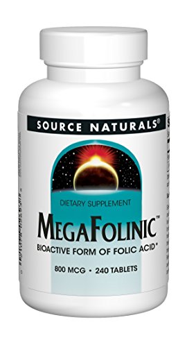 Source Naturals MegaFolinic, Bioactive Form of Folic Acid*, 800 mcg - 240 Tablets