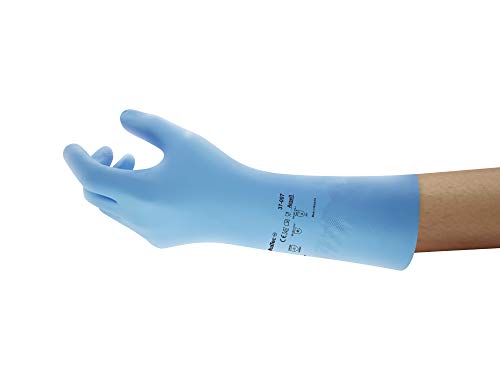 🔥 SELTEN SO GÜNSTIG (-31%) Ansell AlphaTec 37-007 Nitril-Handschuhe, Chemikalienschutz-Handschuh, Chemikalien- und Flüssigkeitsschutz, Industrie PSA, Arbeitshandschuhe Wiederverwendbar, Blau, Größe 7.5 (1 Paar)