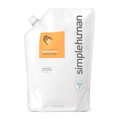 simplehuman Mandarin Orange Moisturizing Liquid Hand Soap Refill Pouch, 34 Fl. Oz.