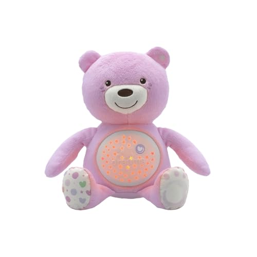 (-59%) Chicco First Dreams Baby Bär Plüsch-Teddybär, weicher Projektor mit Nachtlicht, Lichteffekten und entspannenden Melodien, Rosa - Kinderspielzeug 0+ Monate