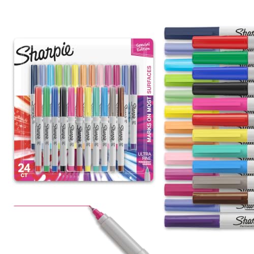 Color Burst Permanent Markers Ultra Fine Tip 24 Count Writing Drawing
