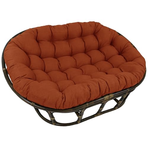 Blazing Needles Solid Outdoor Spun Polyester Double Papasan Cushion, 65" x 48", Cinnamon