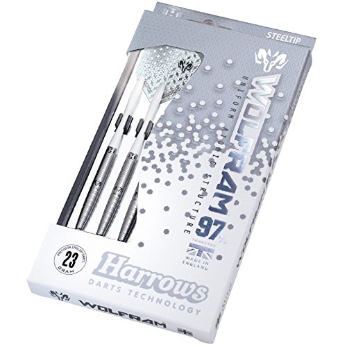 Harrows Wolfram 97% Tungsten Steel Tip Darts Set 21g, 22g, 23g, 24, 25g &amp; 26g - Includes Speedline Shafts, Marathon 