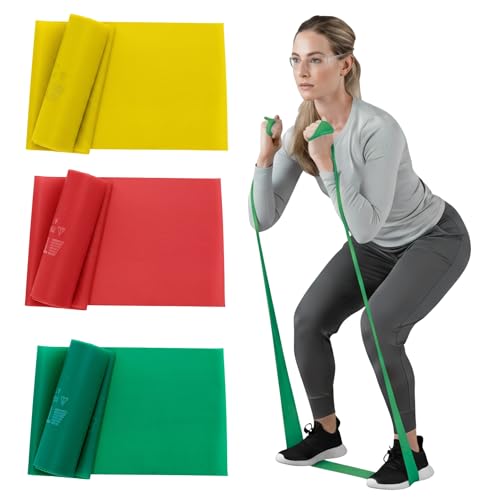 THERABAND Resistance Bands Set, Beginner Kit, Yellow, Red, Green, Non-Latex Elastic Bands for Exercise & Physical Therapy, Strength Training Bands for Upper & Lower Body Fitness