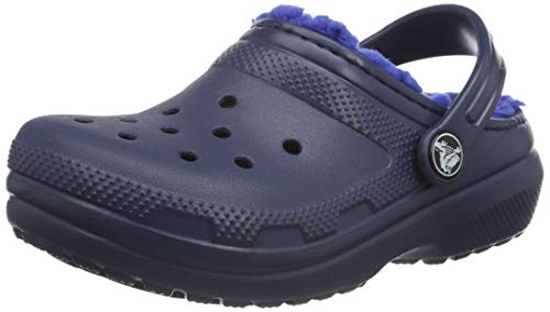 navy fuzzy crocs