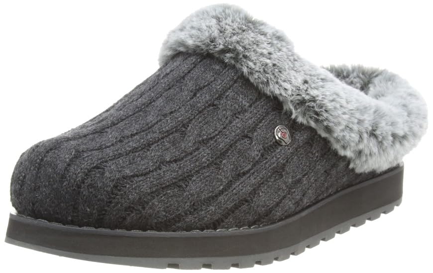 Skechers BOBS Women's Keepsakes - Ice Angel Slipper, Charcoal, 7.5 M US