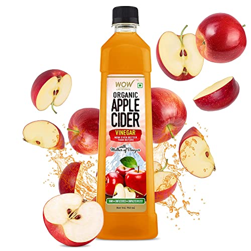 WOW Life Science Apple Cider Vinegar 750ml | Organic Himalayan Apples | Mother of Vinegar with Probiotics | Unfiltered &amp; Unpasteurized | For Weigh