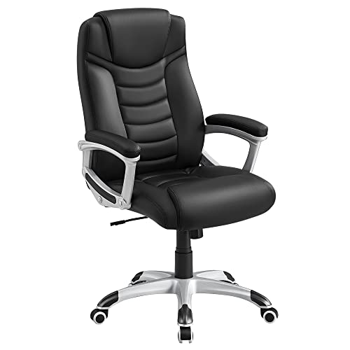 (-35%) SONGMICS Ergonomischer Bürostuhl, höhenverstellbarer Drehstuhl, robust, stabil und langlebig, schwarz, OBG21B, 52 x 53 x 122 cm