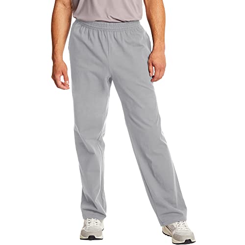 Hanes Essentials Calça de moletom masculina de jérsei de algodão com bolsos, 84 cm, Aço leve, GG
