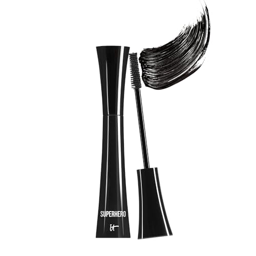 IT Cosmetics Superhero Mascara – Volumizing & Lengthening Black Mascara, Buildable Lash Volume, Collagen, Biotin, Peptides, Lifting & Curling Formula, Super Black Pigment - 0.3 fl oz