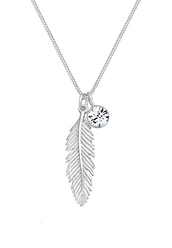 (-61%) Elli Halskette Damen Feder Anhänger Boho mit Kristall 925 Sterling Silber