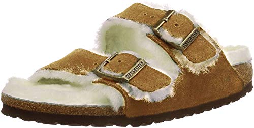 Birkenstock Women's Arizona Shearling Sandals, Mink, Tan, 8 Medium US