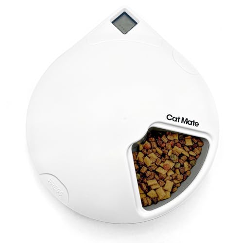 Cat Mate C500 Automatic 5-Bowl Pet Feeder with Digital Timer for Wet and Dry Pet Food...