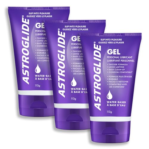 Astroglide Water Based Lube (4oz), Gel Personal Lubricant, Stays Put with No Drip, Sex Lube for Long-Lasting Pleasure for Men, Women and Couples (Pack of 3)