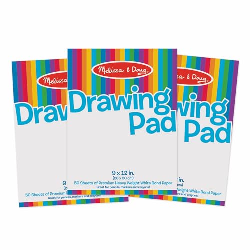 Melissa & Doug Drawing Paper, Sketch Pad, 3-Pack Bundle for Coloring, Writing or Painting (9 x 12 inches) - 50 Sheets Each, Kids Drawing Pad & Art Supplies for Kids Ages 3+ - FSC Certified