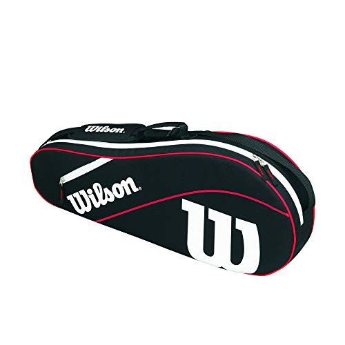 Wilson Advantage III Triple Tennis Racket Bag - Black/White/Red, Holds up to 3 Rackets