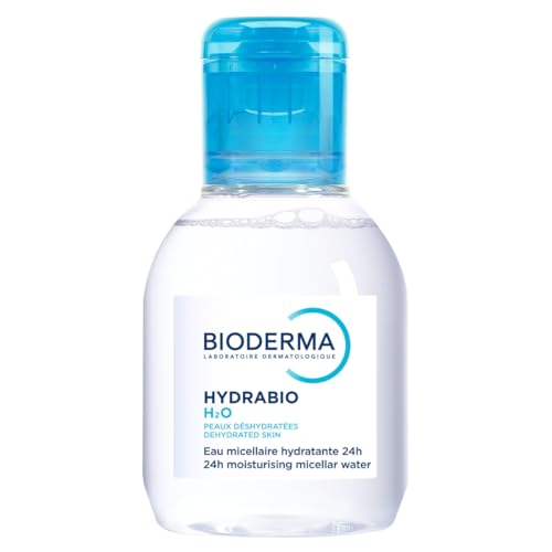 Bioderma Hydrabio H2O Micellar Water, Travel Size, Cleansing and Makeup Removing Gentle Face Cleanser for Dehydrated Sensitive Skin, 3.3 Fl oz