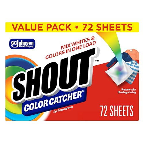 Shout Color Catchers for Laundry, Allow Mixed Washes, Prevents Color Runs and Maintains Original Clothing, 72 Count