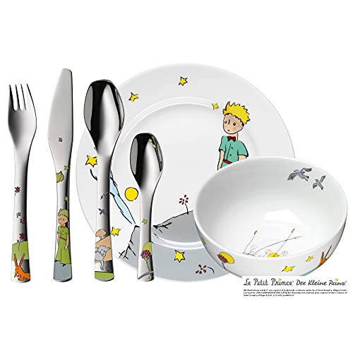⚡ BLITZDEAL (-60%) WMF Der kleine Prinz Kinder Geschirrset 6-teilig, Kindergeschirr mit Kinderbesteck ab 6 Jahre, Cromargan Edelstahl poliert, spülmaschinengeeignet