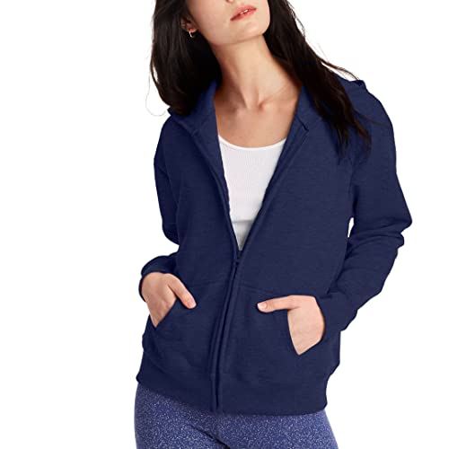 Hanes womens Ecosmart Full-zip Hoodie Sweatshirt Warm Up or Track Jacket, Navy, XX-Large US