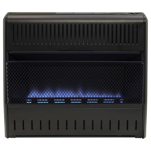 ProCom MNSD300TGA Ventless Propane Gas Blue Flame Space Heater with Thermostat Control for Living Room, Bedroom, Home Office, 30000 BTU, Heats Up to 1000 Sq. Ft., Includes Wall Mount, Black