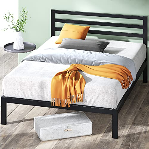 Mia Metal Platform Bed Frame With Headboard Wood Slat Support No Box