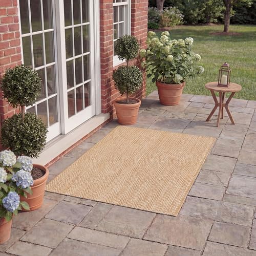 SAFAVIEH Courtyard Collection 2' x 3'7' Natural / Cream CY8022 Indoor/ Outdoor Patio Backyard Mudroom Accent Rug