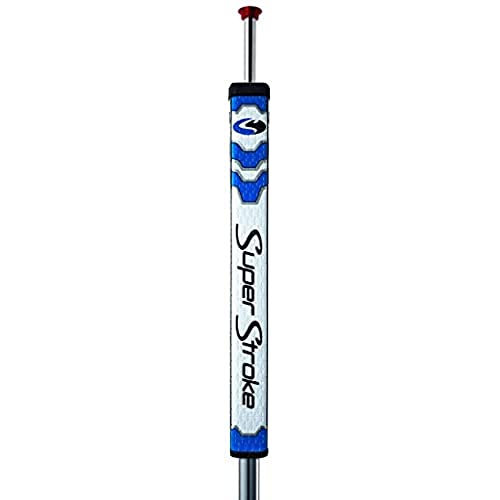 SuperStroke CounterCore Pistol GT™ Golf Putter Grip, White/Blue (Pistol GT™ 1.0) | Consistent and Reliable Putting Stroke | Reduces Face Angle Rotation | Adjustable Weight System
