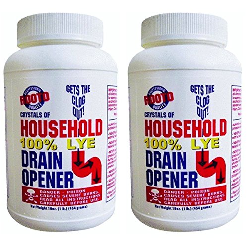 1030 Drain Cleaner With Lye, 1 lb, 2 PieceFlexiSnake Drain Weasel Refill - Sink Snake Hair Clog Remover Tool, Sink, Pip