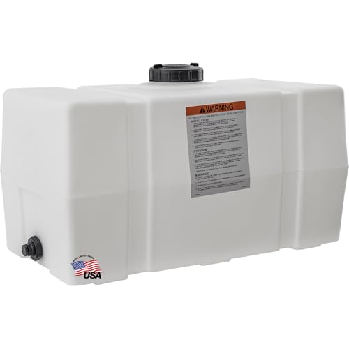 RomoTech 82123919 Horizontal Square Reservoir Water Tank, 50 Gallon, Made in USA, Natural Poly Tank for Non-Flammable Liquids, UV-Resistant, Ideal for Agricultural Use, RV Water Storage