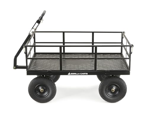 Gorilla Carts Steel Utility Tow Wagon 9 Cu Ft 1200 lb Black