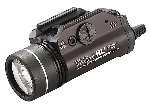 Streamlight 69264 TLR-1 HL 1000-Lumen 20000 Candela Rail-Mounted Tactical Weapon Light with Earless Screw and Specific Compatibility Rail Locating Keys, Black