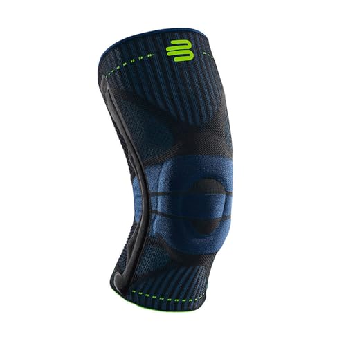 Bauerfeind Sports Knee Support - Knee Brace for Pain Relief and Stabilization - Patellar Knee Pad for Enhanced Support - Targeted Compression - Lightweight & Durable (Black/Blue, L)