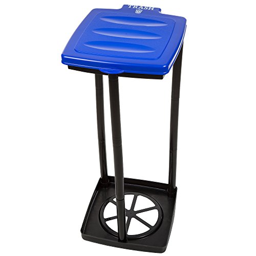 Wakeman Portable Trash Bag Holder – Collapsible 13-Gallon Garbage Bin for Indoor/Outdoor Use, Camping, Recycling, and Parties – Durable Plastic Trash Can Outdoors (Blue)