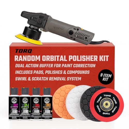 Chemical Guys TORQX Random Orbital Polisher, Pads, Polishes, and Compounds Kit - Car Polishing Kit Safe for Trucks, SUVs