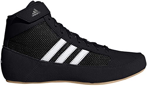 adidas Boy's HVC Wrestling Shoe, Black/White/Iron Metallic, 11 Little Kid